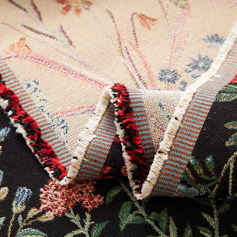 Tissu de décoration Gobelin prairie fleurie – noir,  image number 3