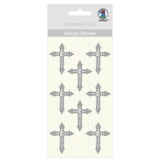 Autocollant design croix [ 8 Pièces ] – argent métallique, 
