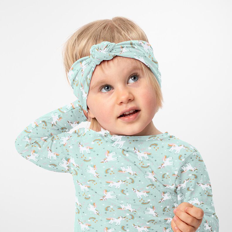 Jersey coton Licorne et arc en ciel – bleu glacier, image number 6