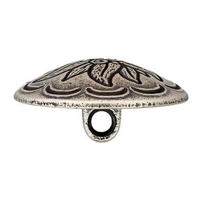 Bouton folklorique Rinceau de fleurs - argent ancien métallique métallique vieilli métallique, 