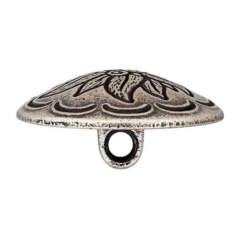 Bouton folklorique Rinceau de fleurs - argent ancien métallique métallique vieilli métallique,  image number 2