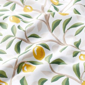 Coton enduit Peintures de citrons – blanc/jaune citron, 