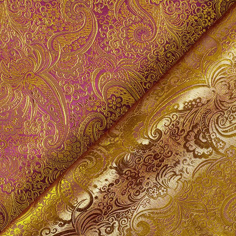 Jacquard d’habillement métallisé Paisley – lilas/or,  image number 6