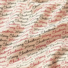 Tissu en coton Cretonne Merry Christmas – nature/carmin, 