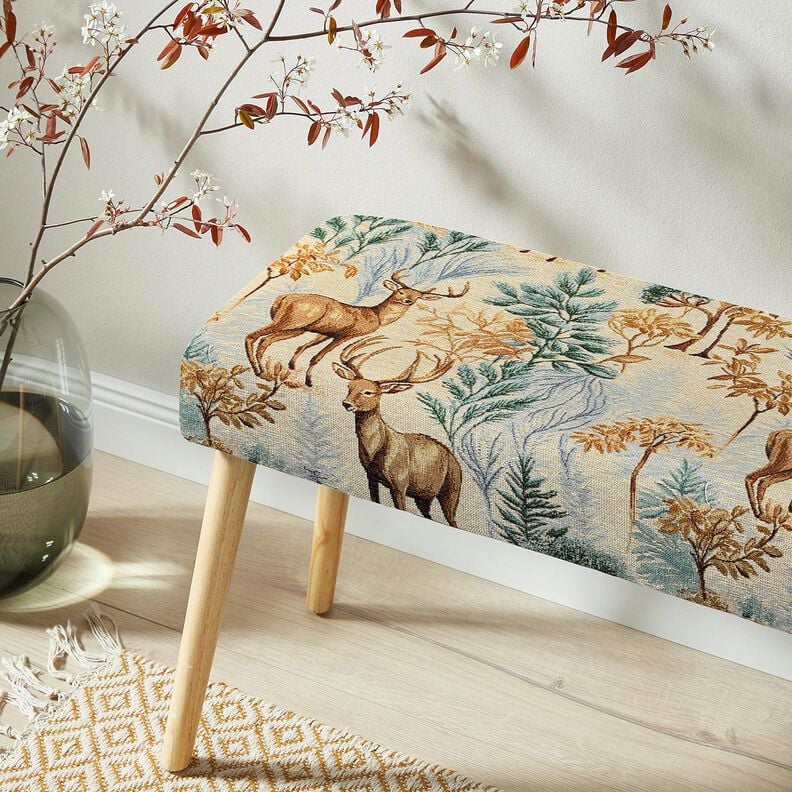 Tissu de d&eacute;coration Gobelin for&ecirc;t d'automne &ndash; beige clair/vert,  image number 5