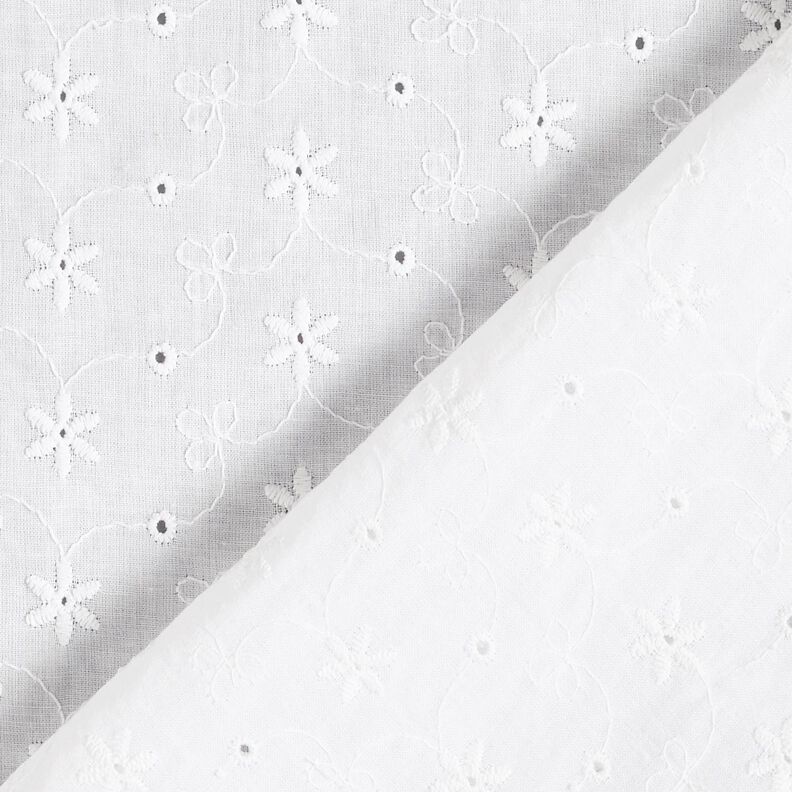 Batiste de coton Dentelle brodée Vrilles de fleurs – blanc,  image number 4