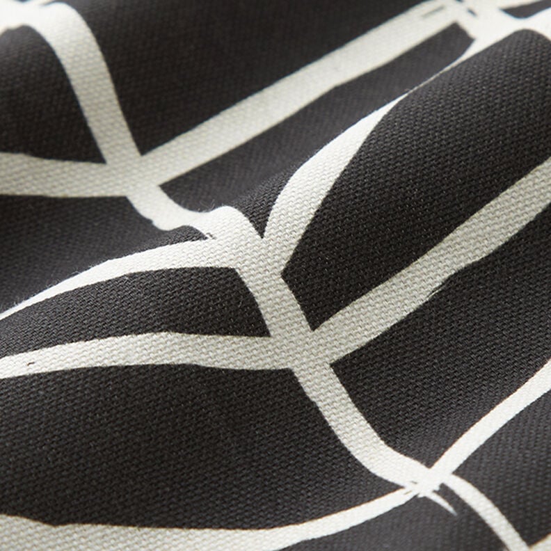 Tissu de décoration Semi-panama Lignes abstraites – ivoire/noir, image number 2