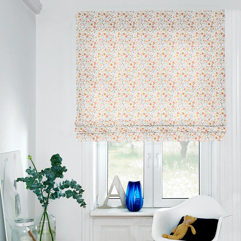 Tissu double gaze de coton Pré fleuri coloré Impression numérique | Poppy Fabrics – ivoire/orange,  image number 6