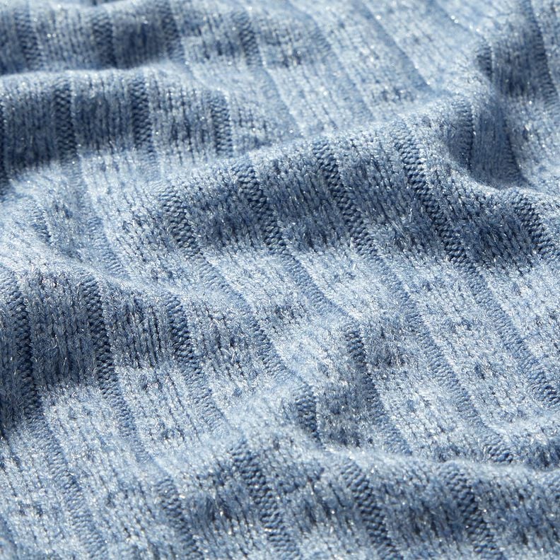Tissu maille Tissu ajouré à rayures pailletées élégantes – bleu clair, image number 2