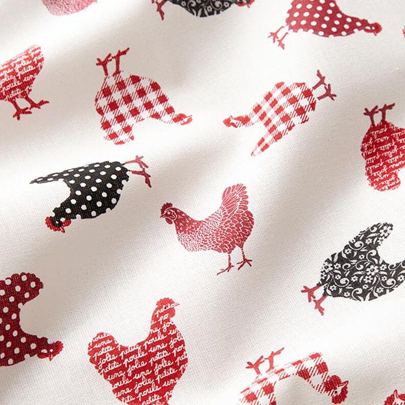 Tissu en coton Cretonne Poules – écru/chili,  image number 2