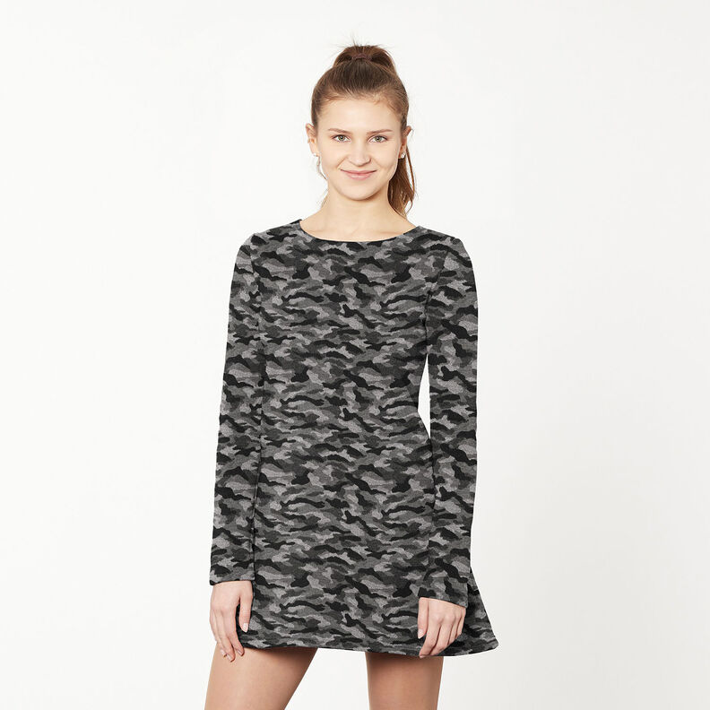 Maille jacquard Camouflage métallisé – noir/argent métallisé,  image number 7