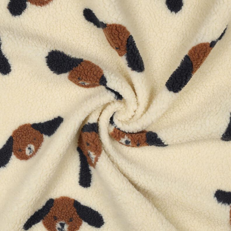 Tissu teddy Têtes de chiens | Poppy Fabrics – beige clair/marron noir, image number 3