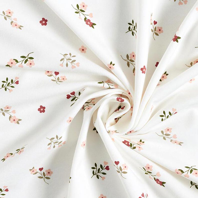 Jersey coton Fleurs et cœurs – écru, image number 3