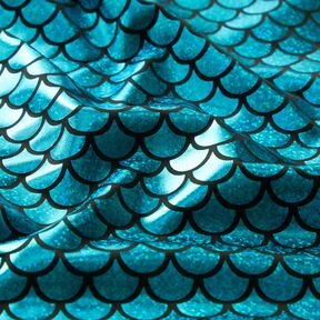 Jersey feuilles Meerjungfrau-Schuppen – noir/turquoise, 
