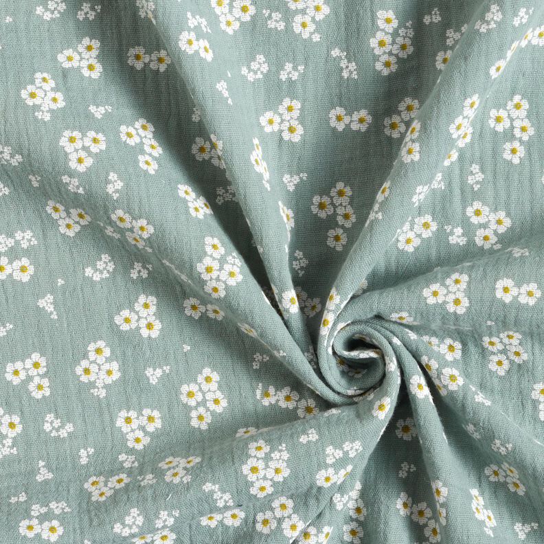 Tissu double gaze de coton Gänseblümchen – roseau/blanc,  image number 3