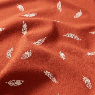 Jersey de coton Plumes – terre cuite, 