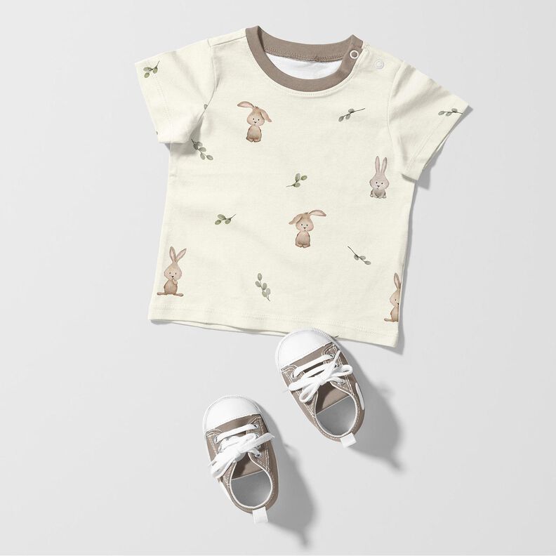 GOTS Jersey coton Doux lapin Impression numérique – ivoire,  image number 6