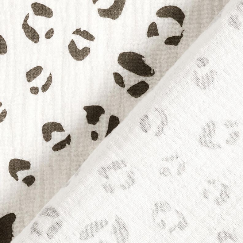 Tissu double gaze de coton Grand motif léopard – ivoire/gris foncé,  image number 4