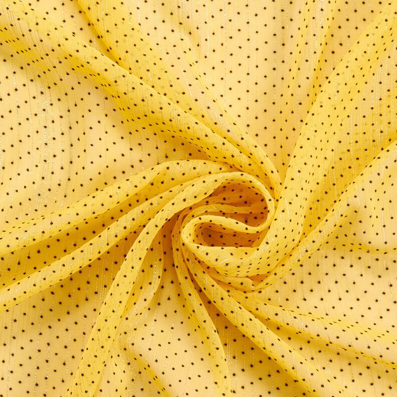 Mousseline Rayures et pois pailletés – jaune citron,  image number 3