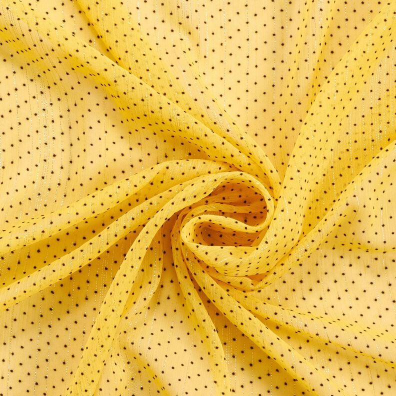 Mousseline Rayures et pois pailletés – jaune citron, image number 3