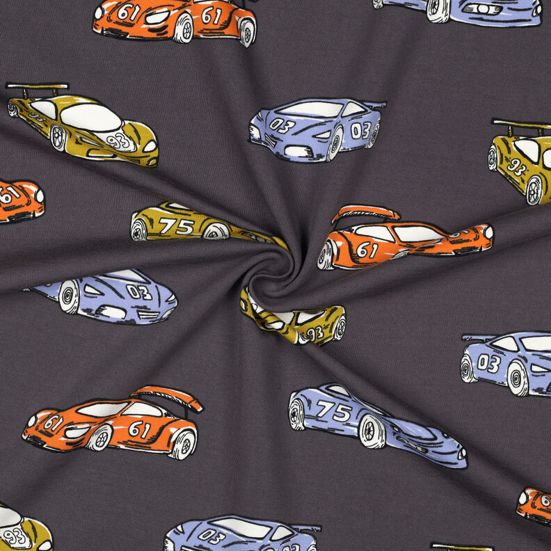 French Terry Sweat d’été Rennautos | Poppy Fabrics – gris, image number 3
