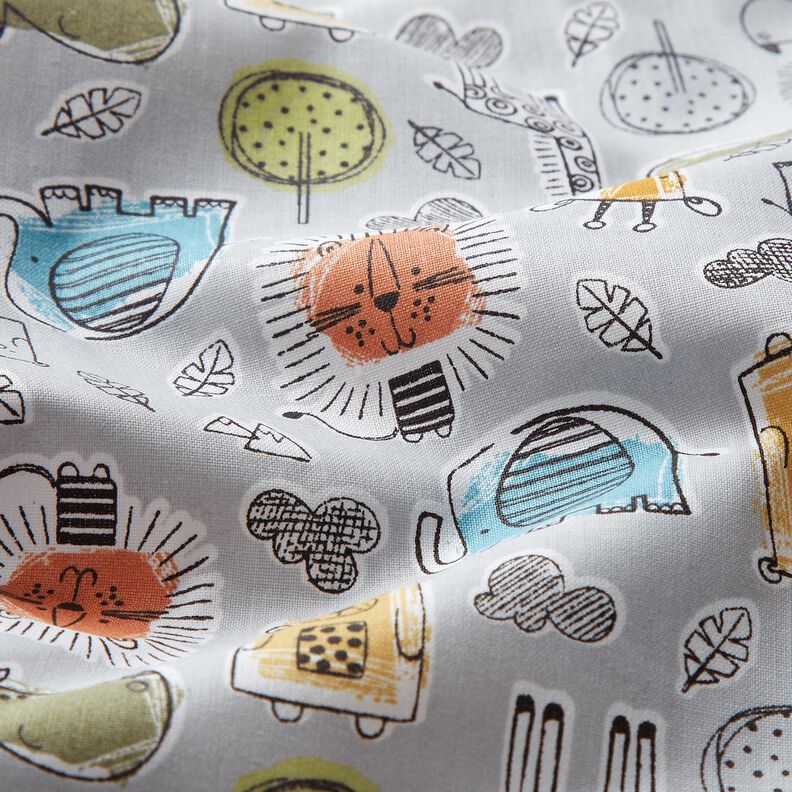 Tissu en coton Cretonne Animaux de safari – argent, image number 2