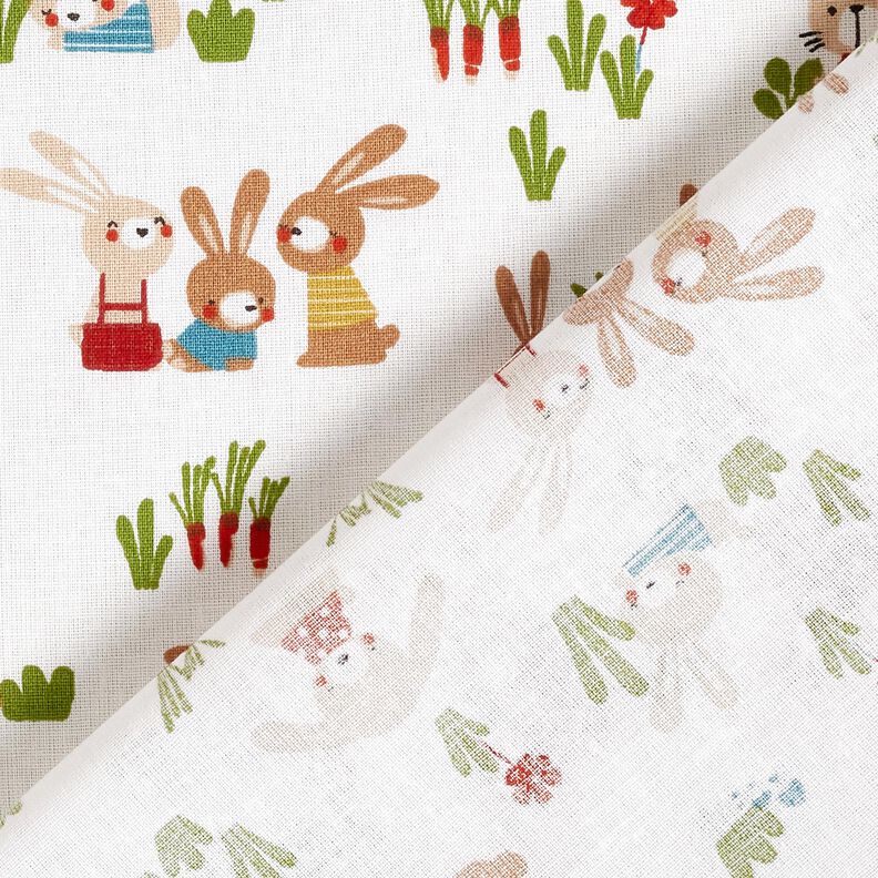 Popeline coton Lapins dans le jardin – blanc, image number 4