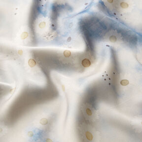 Satin stretch Marguerite en batik – nature/bleu clair, 