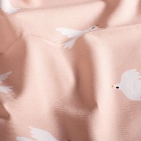 Jersey coton Grands oiseaux – rosé/blanc, 