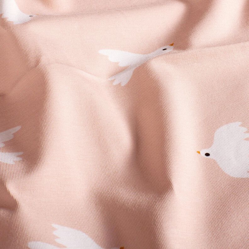 Jersey coton Grands oiseaux – rosé/blanc, image number 2