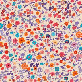 Tissu en coton Popeline Fleurs colorées – beige clair/lavande, 
