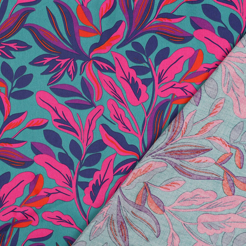Satin de coton Lush Leaves | Nerida Hansen – turquoise/pourpre,  image number 4
