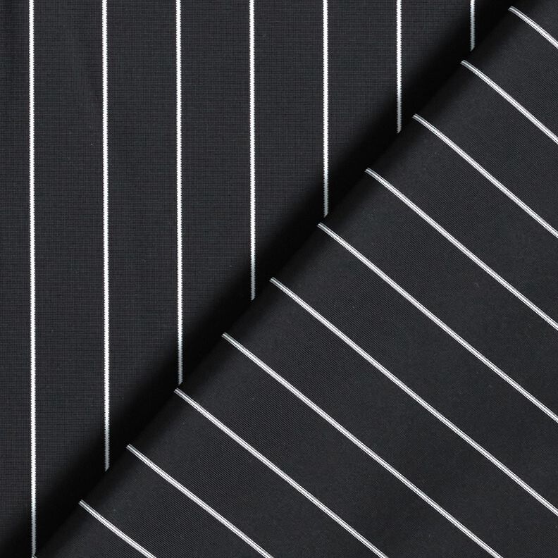 Tissu pour pantalon en stretch à fines rayures – noir/blanc,  image number 4