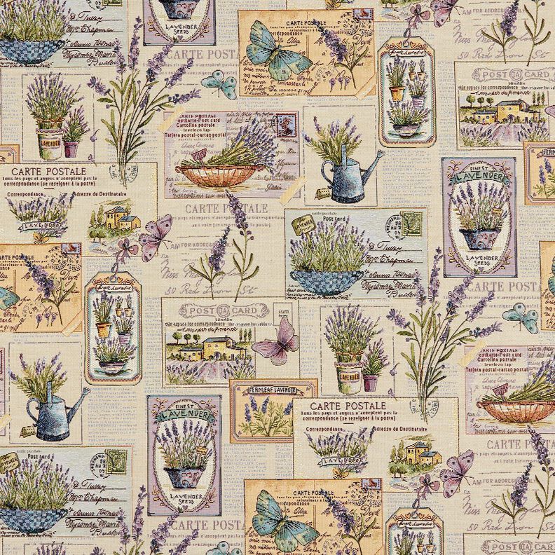 Tissu de décoration Gobelin Collage de lavande – nature/mauve,  image number 1