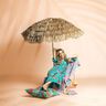 Beachwear tissu viscose paons et fleurs – bleu aqua/rose intense,  thumbnail number 5