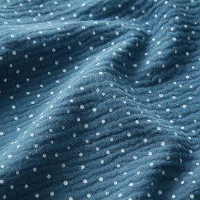 Tissu double gaze de coton Petits points – bleu jean/blanc, 