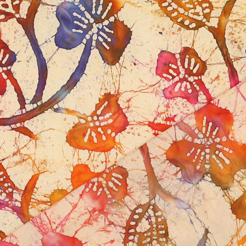 Tissu viscose Batik à feuilles – sable/orange,  image number 4
