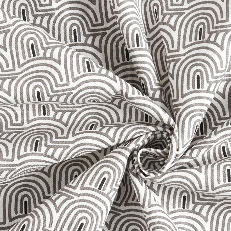 Tissu de décoration Semi-panama Courbes minimalistes – blanc/gris, image number 3