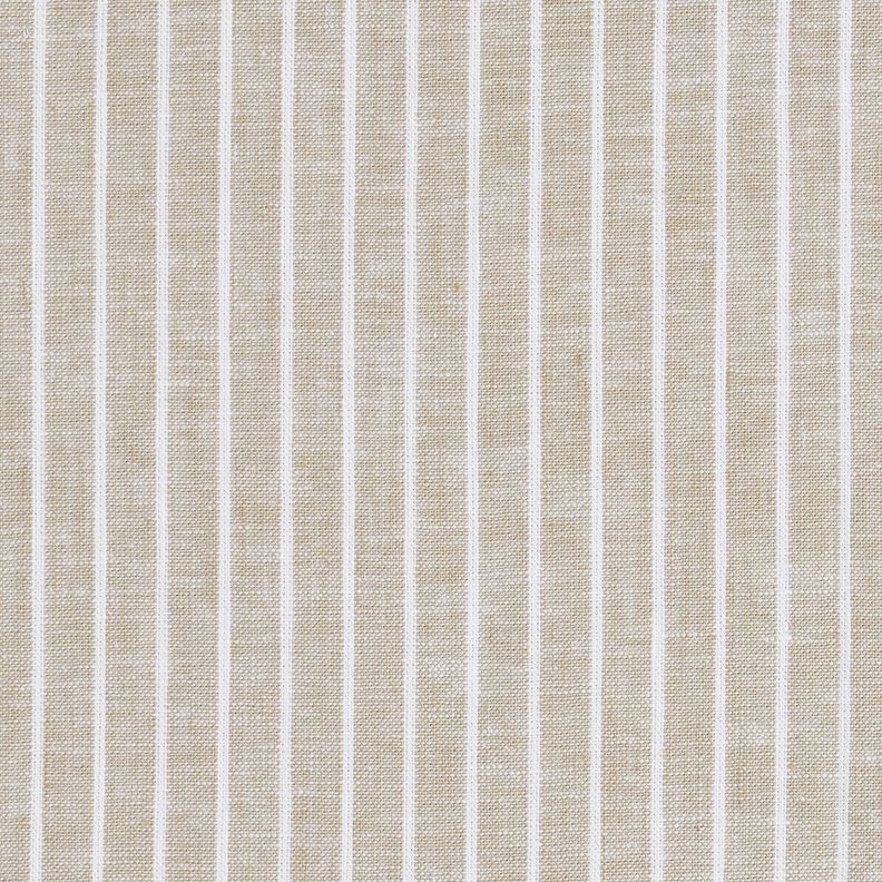 Mélange lin coton Larges rayures – taupe clair/blanc,  image number 1