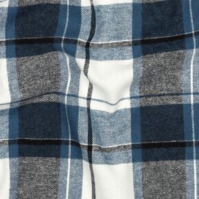 Flanelle coton gros carreaux – bleu jean/écru, 