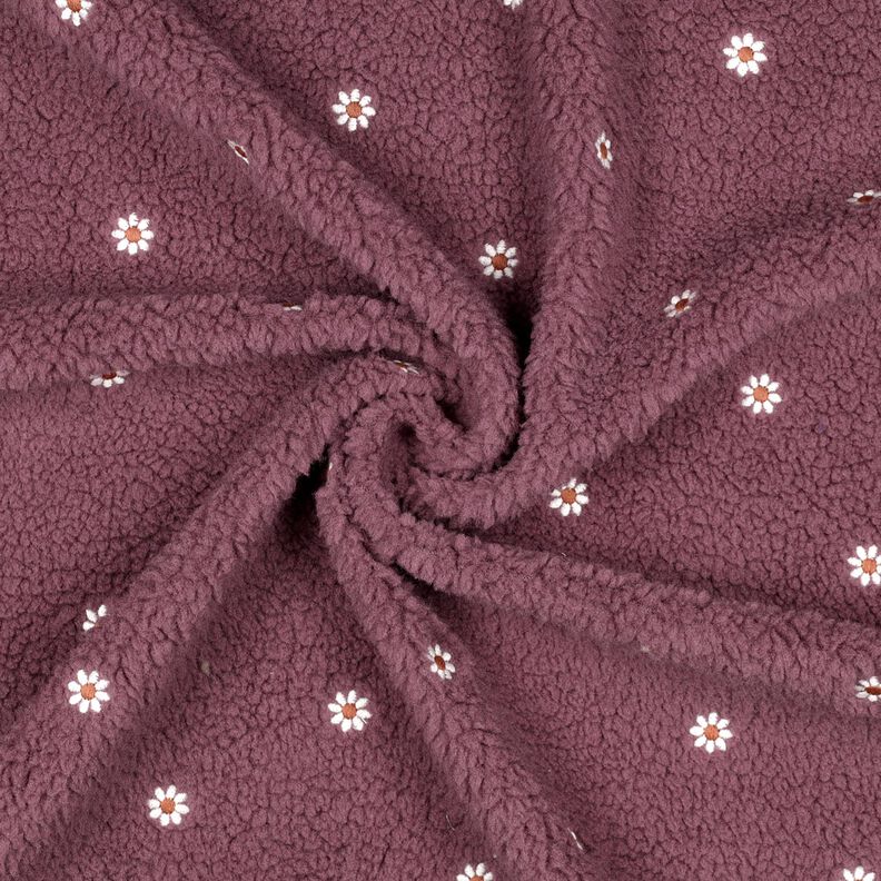 Tissu teddy Petites fleurs brodées | Poppy Fabrics – vieux rose foncé, image number 3