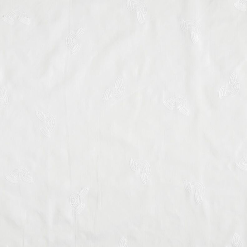 Satin de coton Broderie arcs-en-ciel – blanc,  image number 1