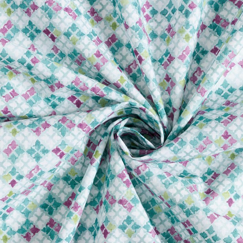 Popeline coton Motif de carrelage oriental Impression numérique – eucalyptus/raisin,  image number 3