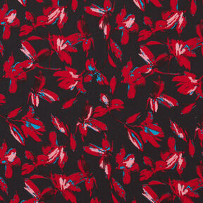Mousseline de soie Fleurs abstraites – bleu marine/carmin, 