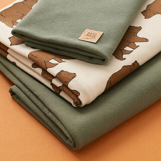 Lot de tissu French Terry Ours – olive/nature, 