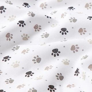 Popeline coton Pattes – blanc/beige, 