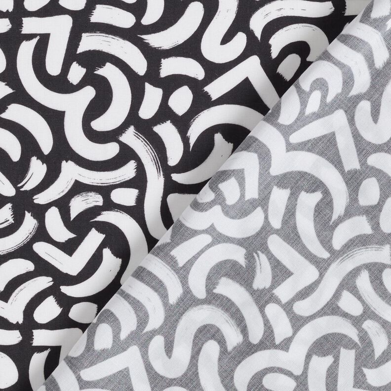 Tissu viscose Lignes ondulées abstraites – noir/blanc, image number 4