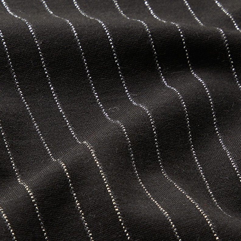 Jersey romanite Fines rayures en lurex – noir,  image number 2