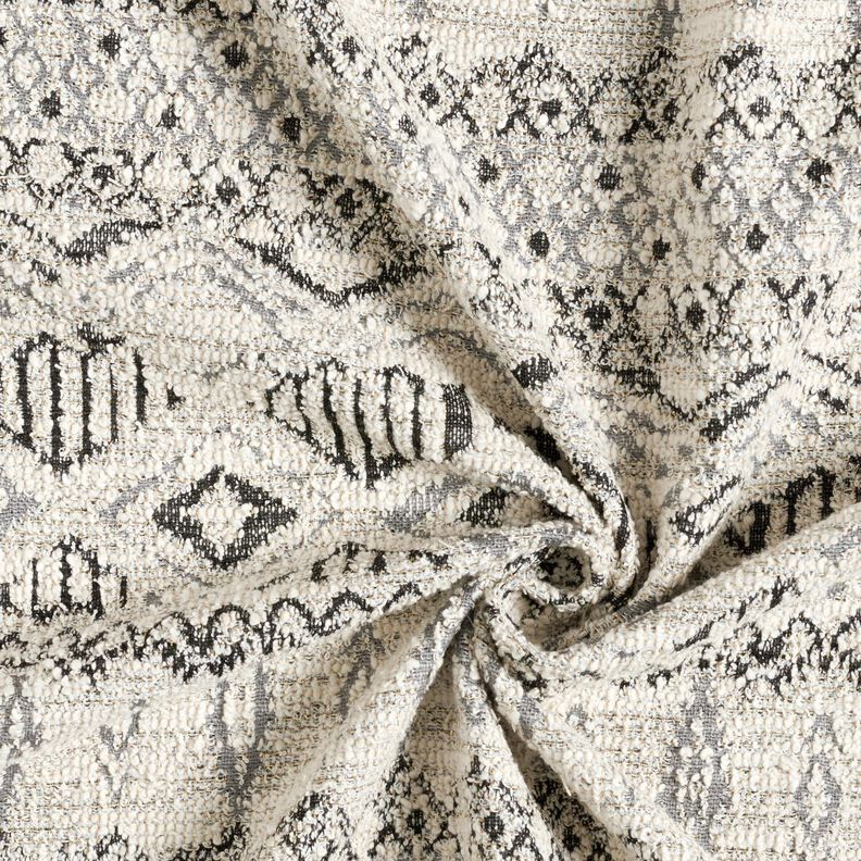 Tricot bouclé à motif ikat – gris/blanc, image number 3