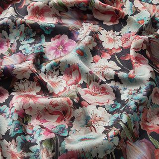 Tissu doublure Fleurs aquarelle – bleu nuit, 